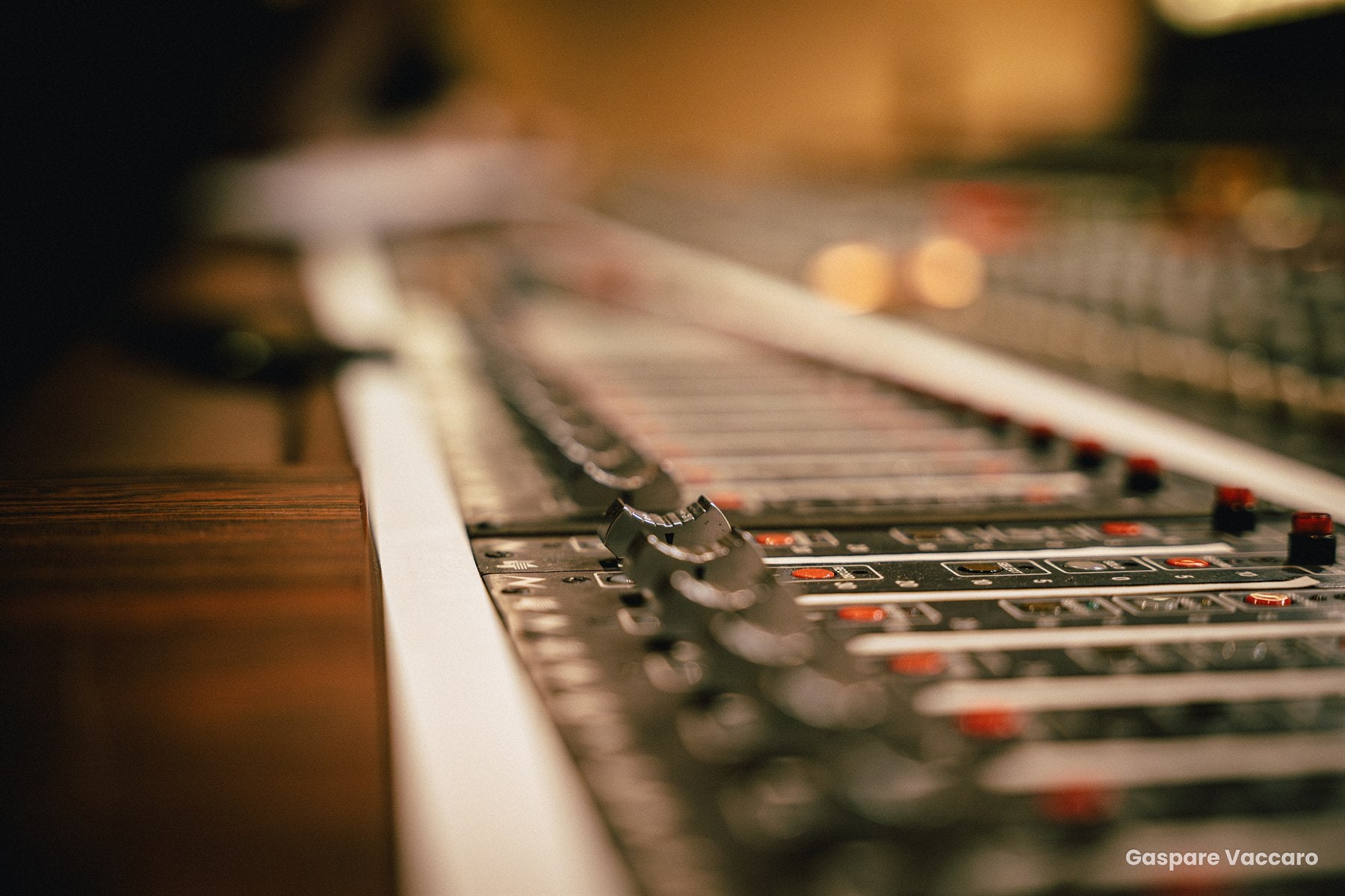 Close up of the console faders